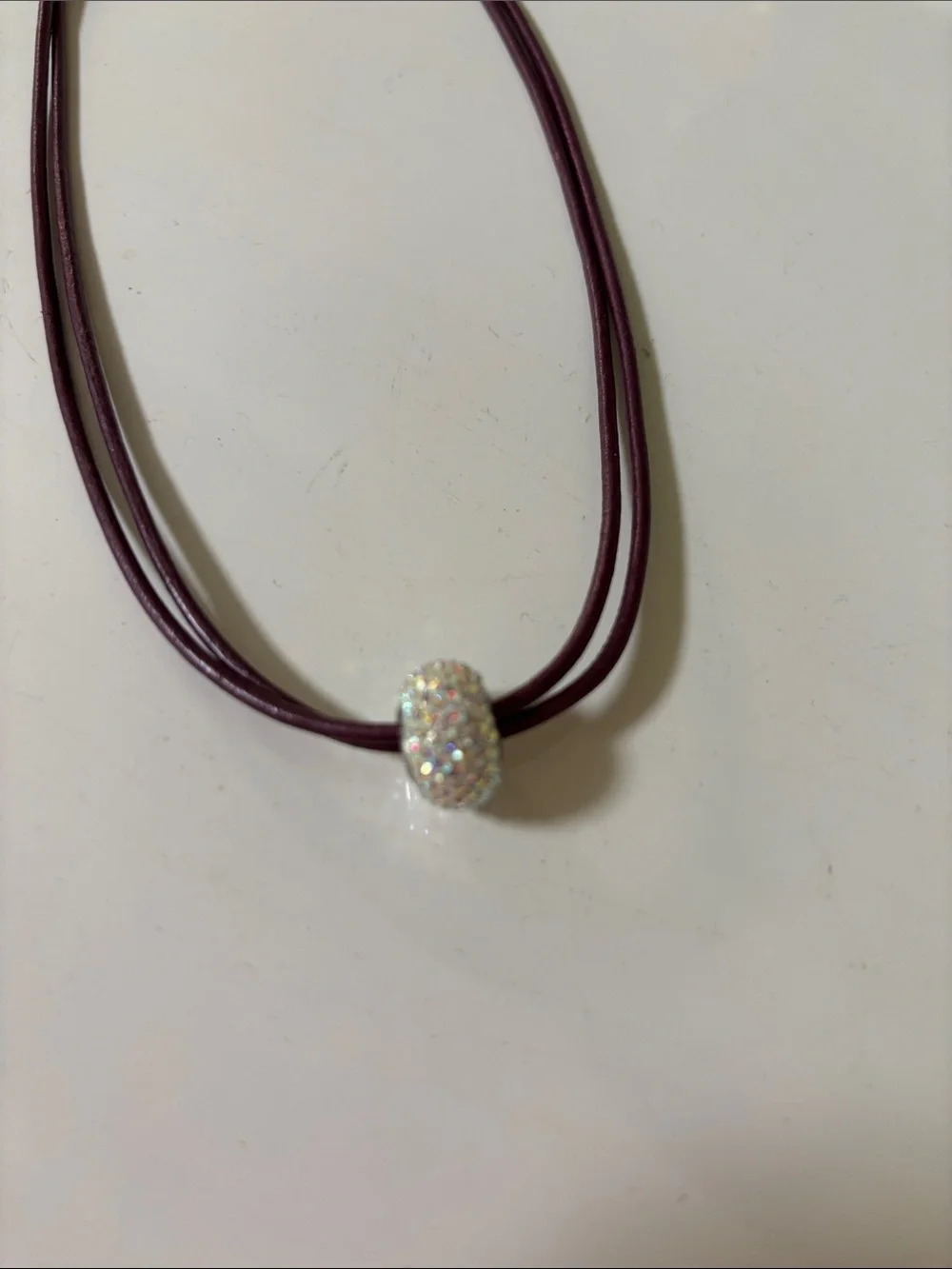 Elegant Purple Double-Strand Necklace with Sparkling Pavé Charm